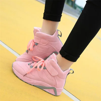 Pink winter Женская Повседневная обувь; коллекция года; сезон осень-зима; теплая женская обувь на плоской платформе; Модные дышащие женские кроссовки на шнуровке - Цвет: Pink winter