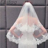 white ivory hot sale 2019 wedding veil lace fingertip long wedding accessories cheap voile bridal veils with comb