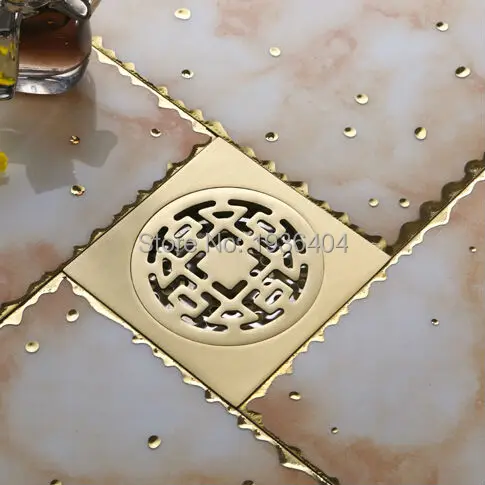 Высококачественный золотой медный душевой трап аксессуары для ванной комнаты с