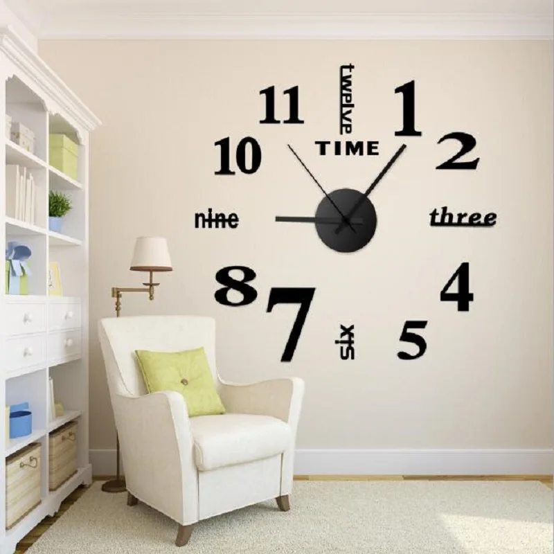 

2018 Hot Sale Wall Clock Acrylic Mirror Diy Clocks Personalized Digital Home Decoration Living Room Watches Clocks
