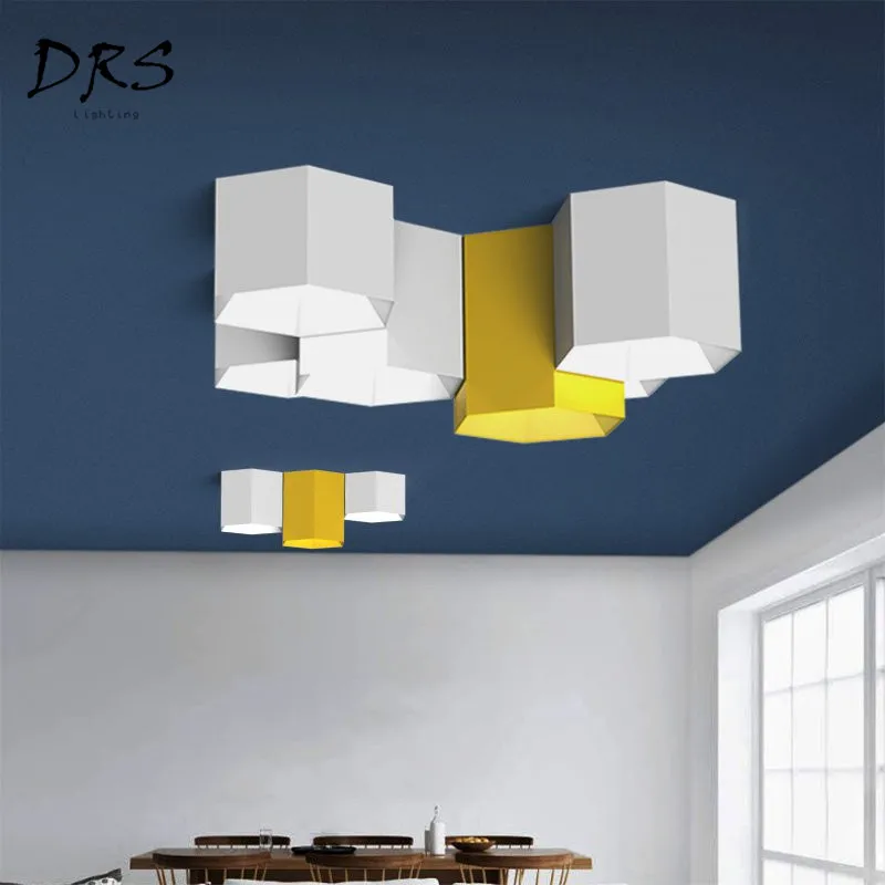 Современные Геометрические потолочные светильники Macaron лампа для гостиной