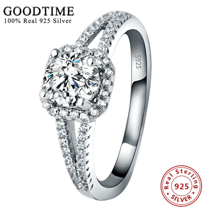 

Promotion Silver 925 Jewelry 100% Pure 925 Sterling Silver Engagement Ring Set 2 Carat Zirconia Wedding Rings For Women GTR040