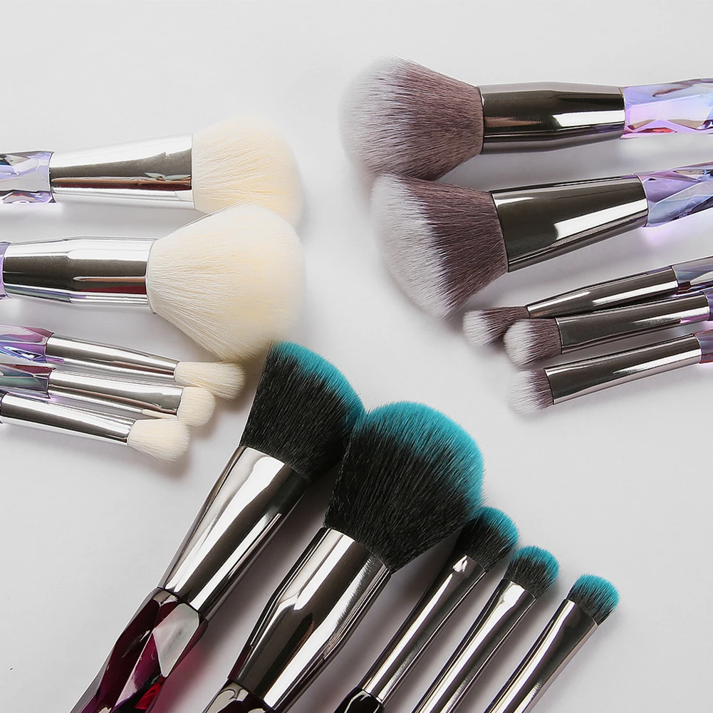 New 5 Makeup Brushes Clear Crystal Diamond Handle Brush Set Complete Face Beauty Tool | Красота и здоровье