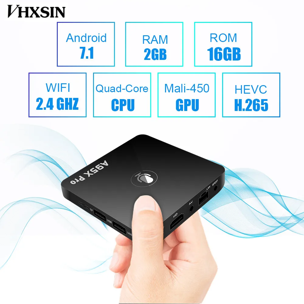 VHXSIN 20 шт./лот a95x pro TV Box 4k Smart Android 7 1 2G 16G 2 4G wifi беспроводной S905W четырехъядерный |