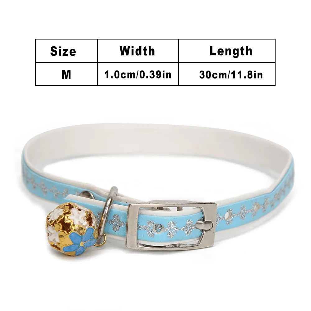 Blue Cat Collar Ошейник для собак из искусственной кожи с колокольчиком, ошейник для кошек, Регулируемые мягкие воротники-ожерелья для маленьких собак, ошейник для щенков Чихуахуа бульдог мопс - Цвет: Blue Cat Collar