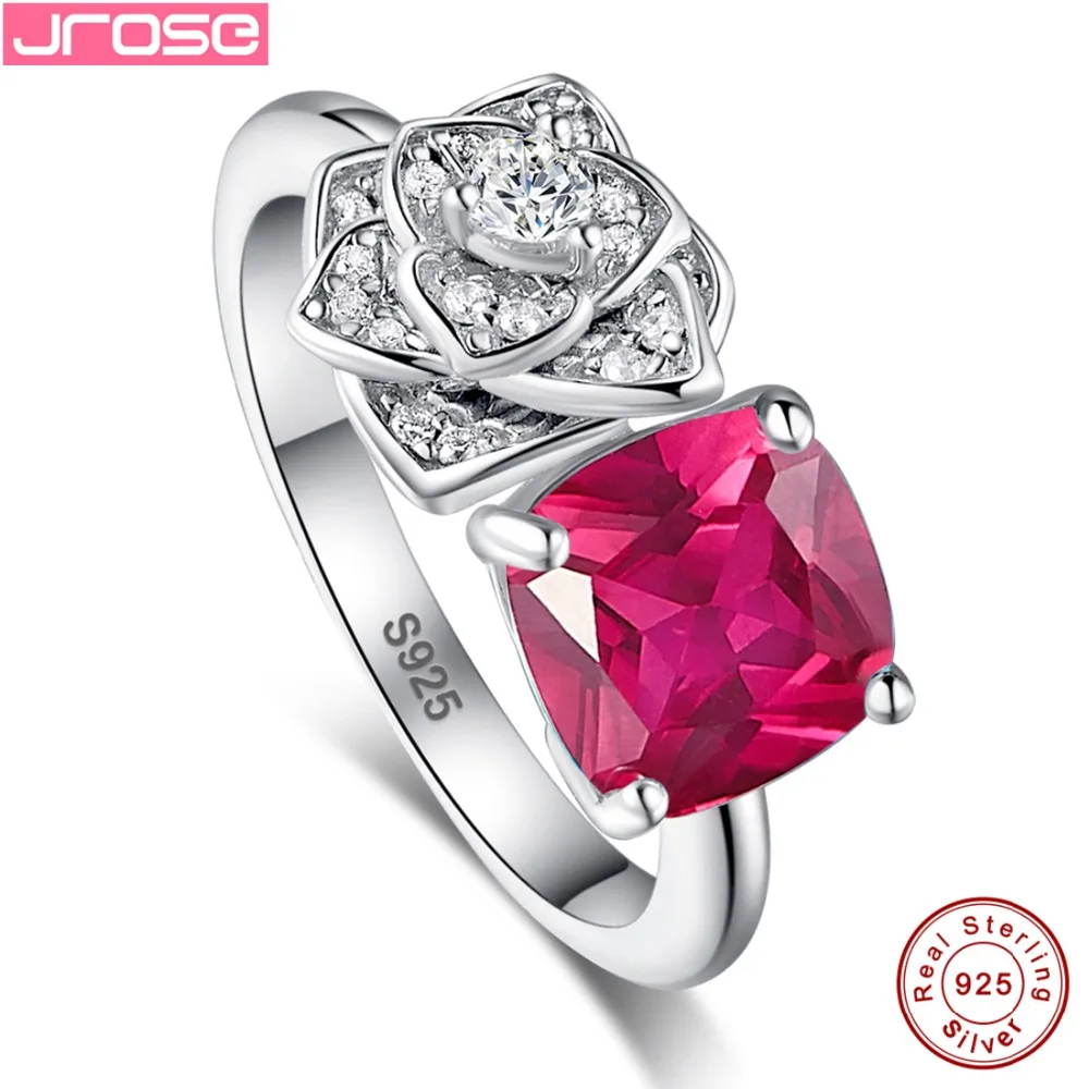 Женское Винтажное кольцо Jrose Flower 2.5ct Red AAA CZ коктейльное из настоящего чистого