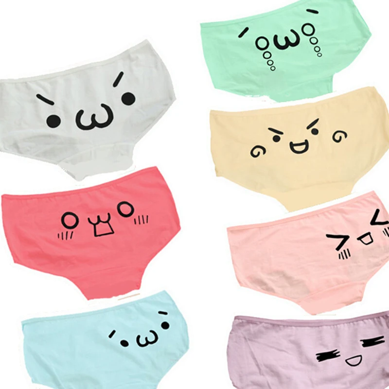 Аниме мультфильм Kaomoji-kun kaomoji Emoticon emoji значок эмоции интимные хлопковые трусики