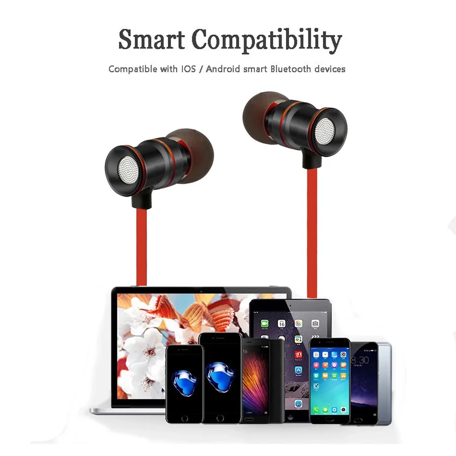 Беспроводные Bluetooth наушники спортивные микрофон супер бас гарнитура для iphone8 xiaomi