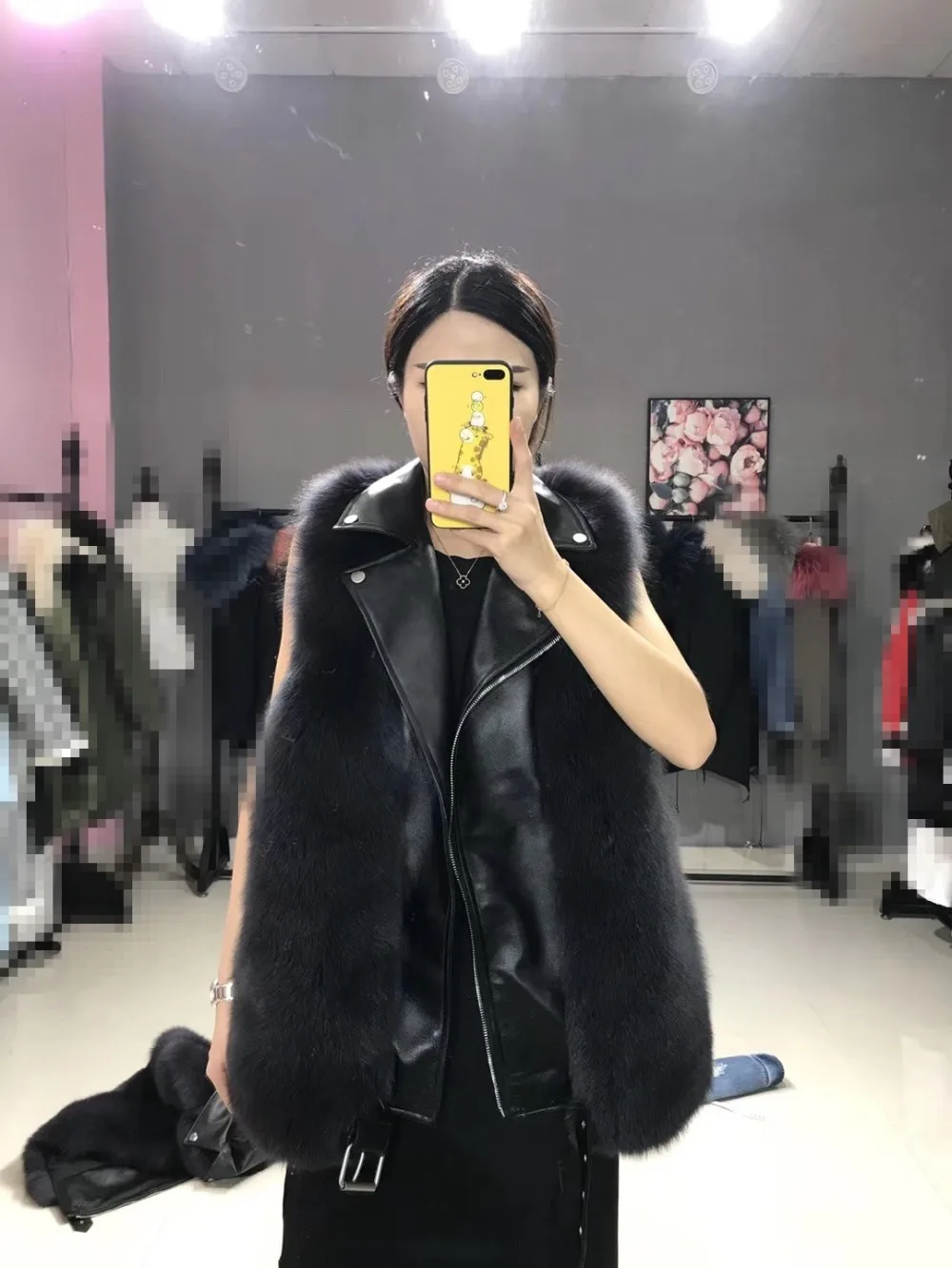 YIN FEI Natural Fox Fur Jacket Woman Real Coat For Women's Genuine Sheepskin Leather Vest Waistcoat | Женская одежда