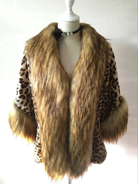 Leopard Модное сексуальное зимнее женское леопардовое пальто из искусственного меха с воротником енотовидной собаки, пончо из искусственного меха, жилет chalecos de pelo mujer S-3XL - Цвет: Leopard