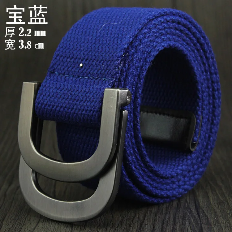 royalblue Male&Female Military Tactical Belt High Quality 2.5 mm Thick Solid color Canvas Belt for Men&Women Double Buckle 115cm Length - Цвет: royalblue