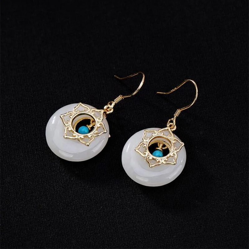 Женские серьги-подвески с бахромой серебряные Винтажные серьги цвета бирюзы и