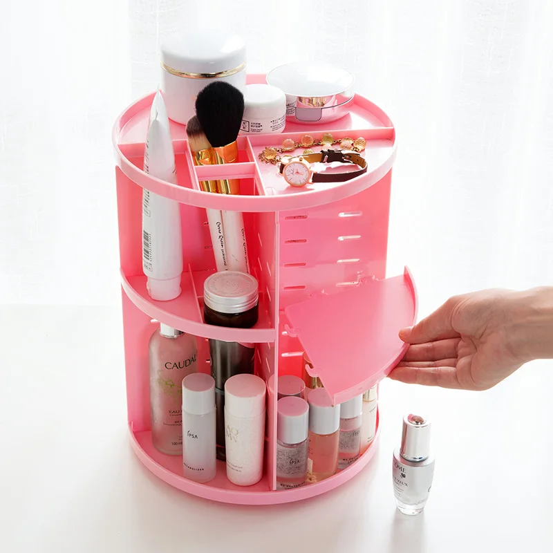Plastic Cosmetic Organizer For 360 Rotating Desktop Makeup Storage Racks DIY Adjustable Multi-Function Dressing Holder | Дом и сад