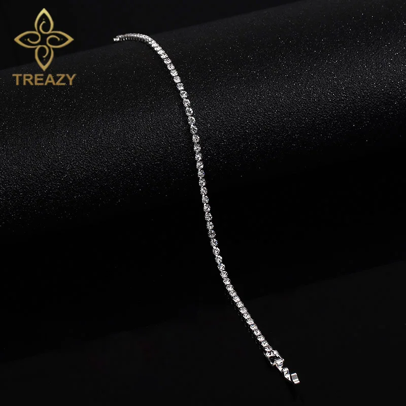 Простые свадебные браслеты TREAZY с кристаллами для женщин серебряные стразы и