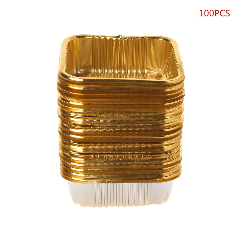100g gold 50 г 100 г квадратные лунные противни для пирожных упаковка для лунного пряника контейнер держатель 100 шт - Цвет: 100g gold
