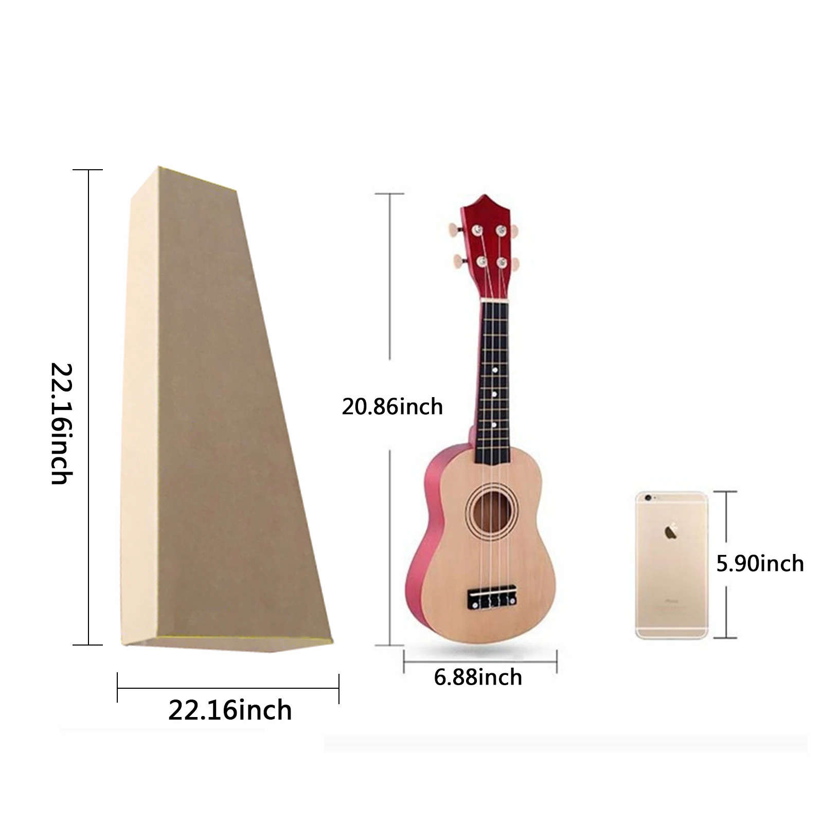Soprano Concert Гавайская гитара 21 дюймов однотонная укулеле набор Gitaar 4 струны для