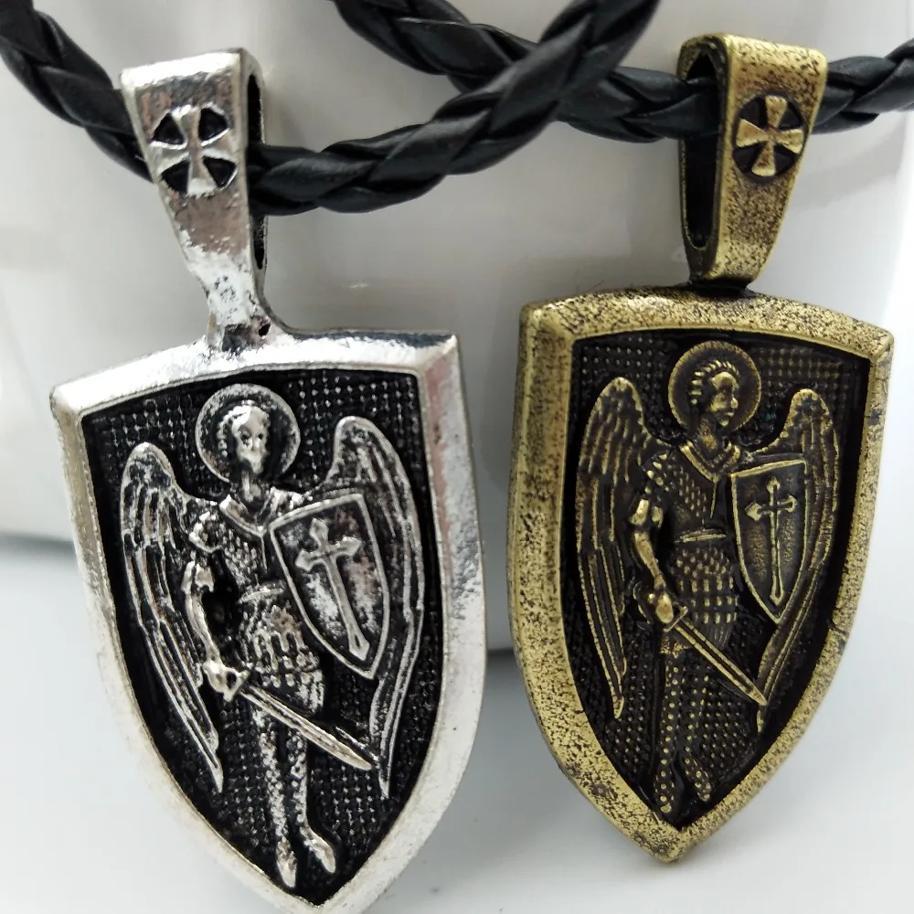 Дропшиппинг Ангел щит ожерелье мужчины воин-Викинг Archangel Майкл Защита Амулет русский ортодоксальный кулон с крестиком