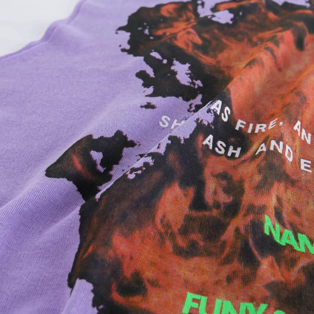 Оригинальный дизайн личность улица oversize за flames свободные BF хип хоп футболка без