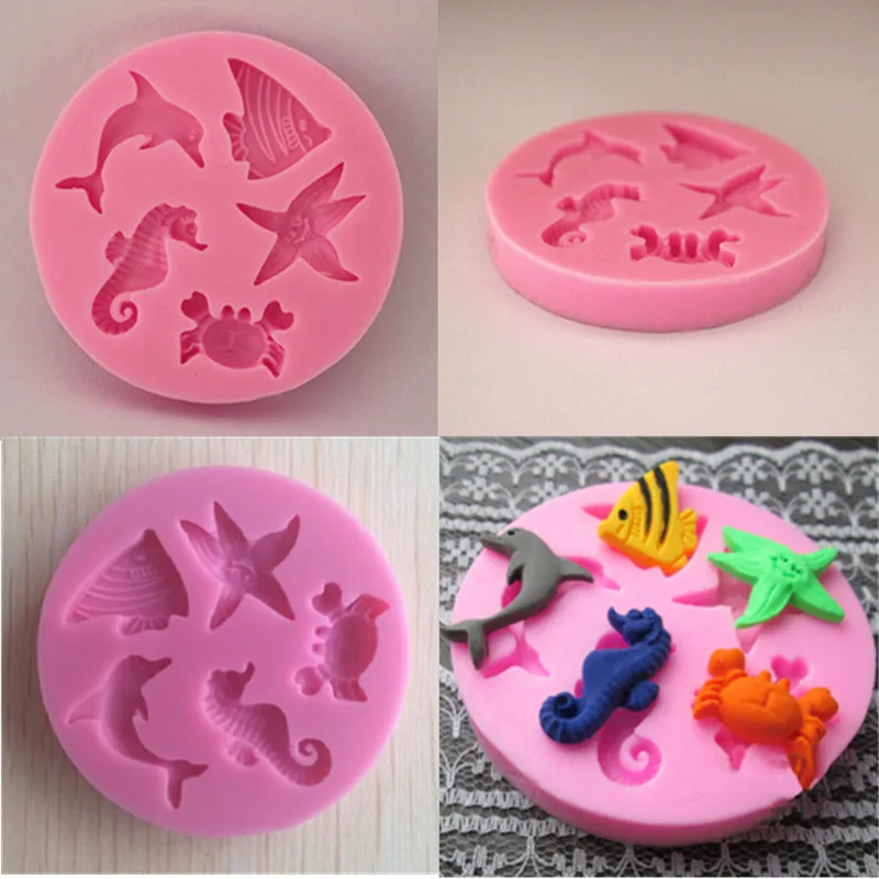 Новинка 1 шт. морские животные формы силиконовая форма для выпечки в форме цветка