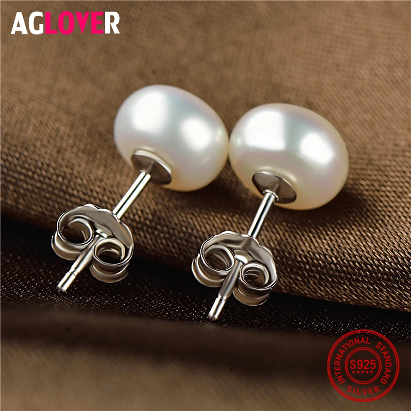 Женские серьги гвоздики из серебра 925 пробы с пресноводным жемчугом|stud earrings|earrings