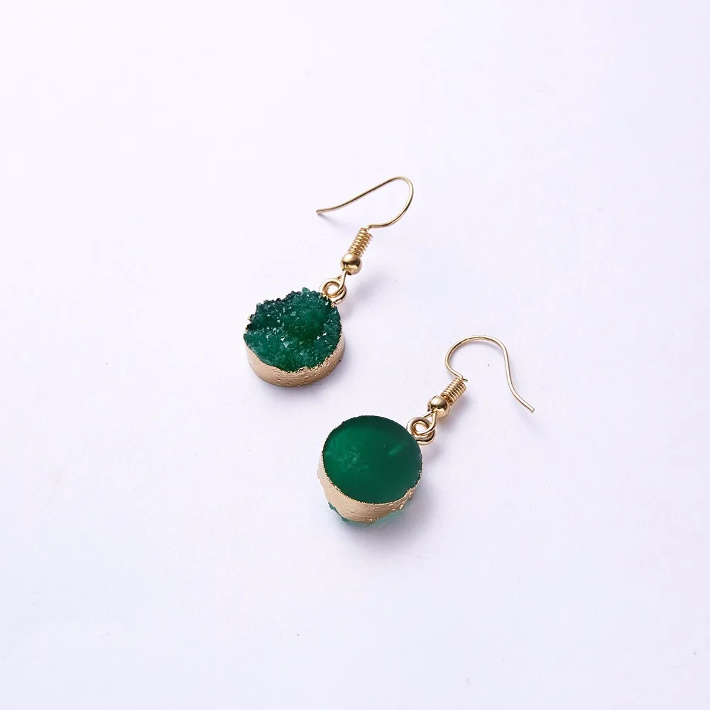 HUISTORY Fashion Natural Stone Pendant Earrings Round Resin For Women Geometric Statement Patry Jewelry | Украшения и аксессуары