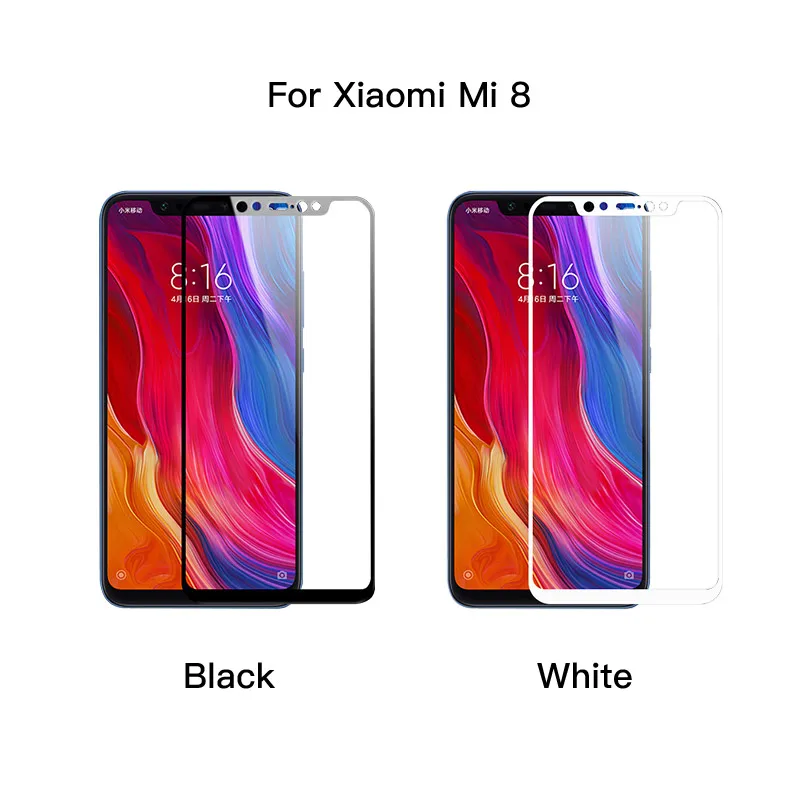 For MI 8 Для Xiaomi mi A1 A2 Lite 8 SE 5X 6X Pocophone F1 закаленное стекло красное mi Note 4 4X5 Plus стекло полное покрытие Защитная пленка для экрана - Цвет: For MI 8