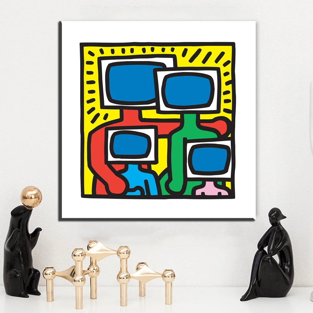 ZZ1508 современный декоративный холст искусство Кит Харинг ТВ абстрактный картины