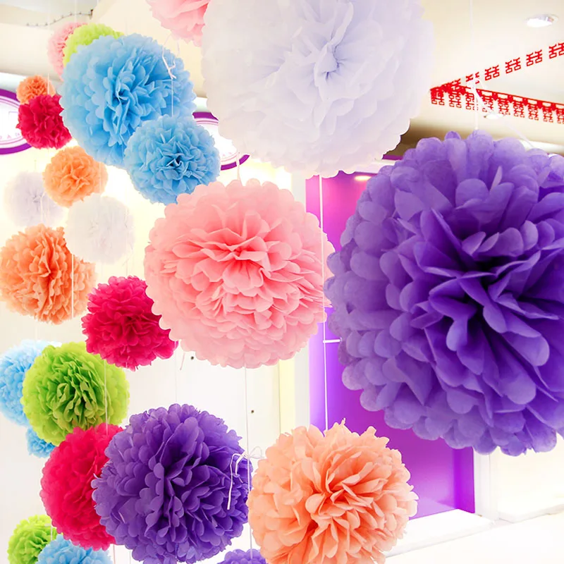 

Wedding Decoration 5pcs 15cm 20 25 30cm Pom Pom Tissue Paper Pompom Flower Baby Shower Birthday Party Decorations For Home
