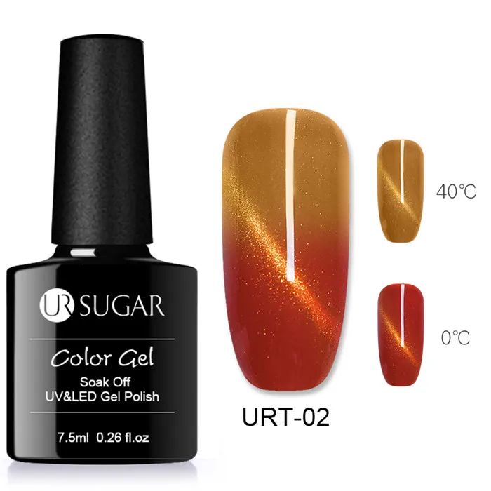 Thermal URT-02 Ur Sugar 7,5 мл термальный Магнитный Гель-лак для ногтей кошачий глаз блеск изменение температуры цвета отмачиваемый УФ Гель-лак для дизайна ногтей - Цвет: Thermal URT-02