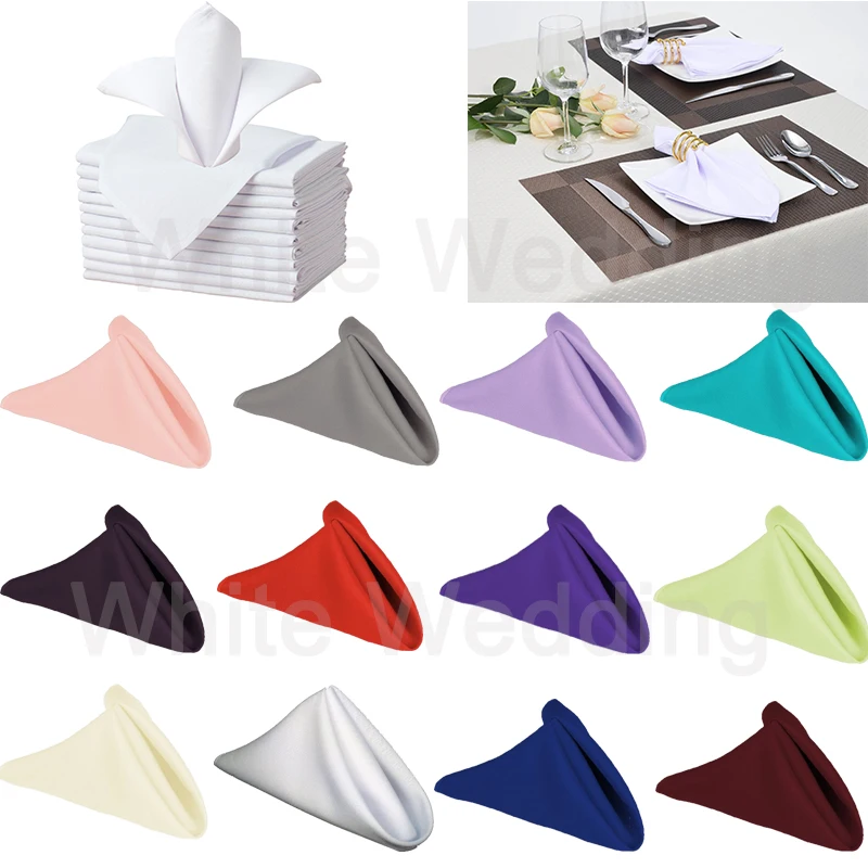 

100pcs/lot Square Polyester Napkin Handkerchief Hanky for Wedding Party Banquet Dinner Table Decoration Many Color Optional
