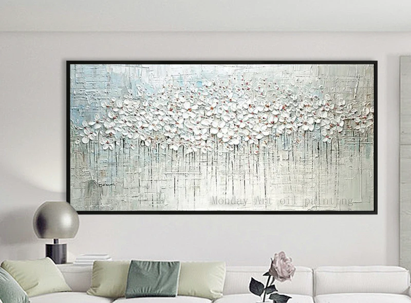 

Aritist high quality Handpainted Canvas Painting knife flower oil Painting Wall Art picture For Living Room wedding decoration