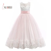 princess whitepink floor length lace flower girl dresses applique girls pageant dress first communion dresses party gown