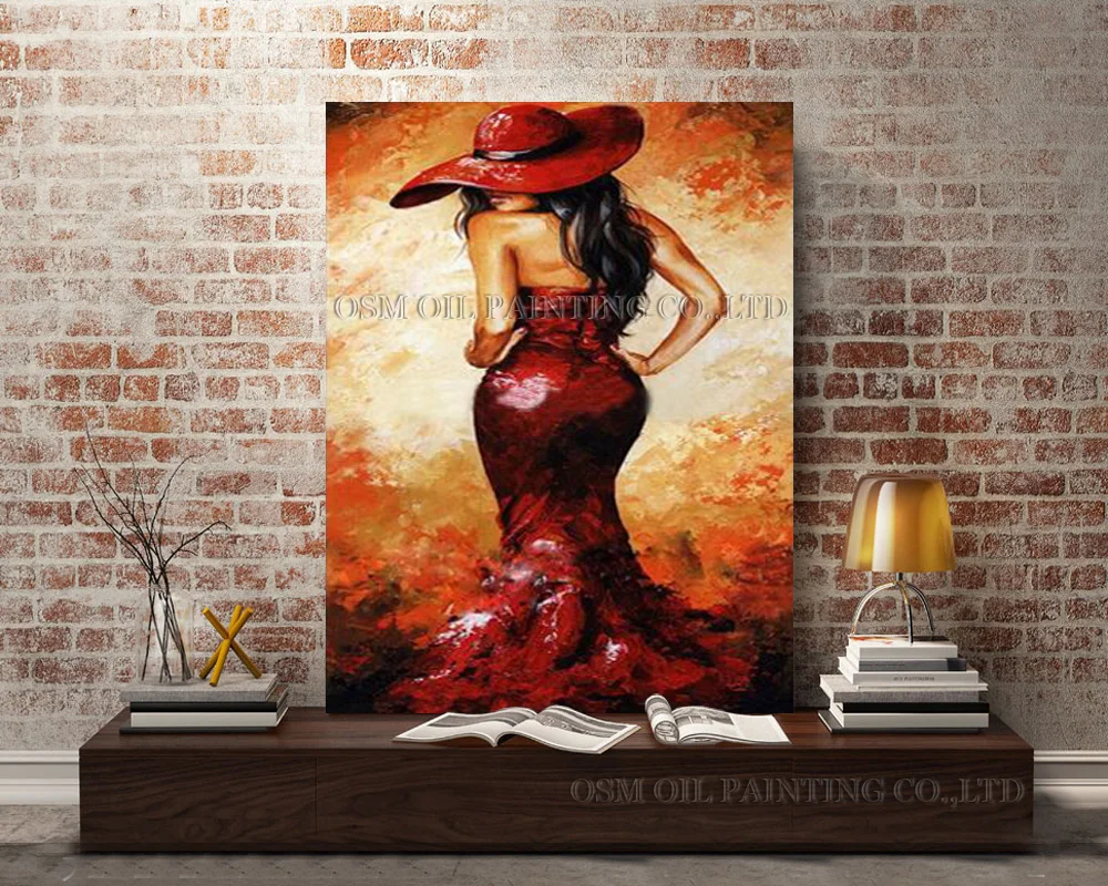 Картина маслом на стену для красивой женщины с платьем | Дом и сад