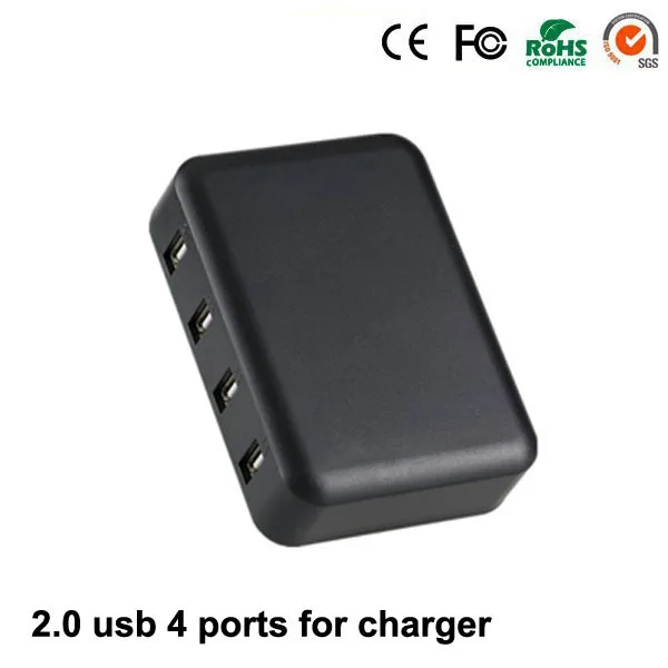 Пластиковое Зарядное устройство USB 2 0 с 4 портами выход 5 В 1 А переменный ток 100 240 в