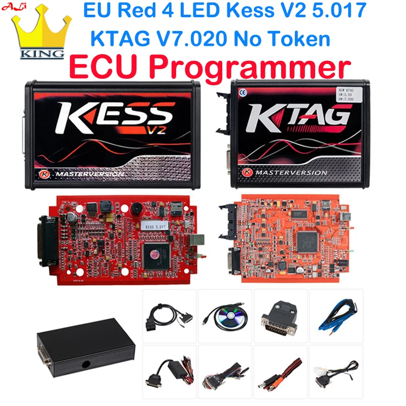Набор для настройки Kess V2 V5.017 KTAG V7.020 Manager No Token K-TAG 7,020 CU чип-тюнинг с 22 адаптерами BDM подходит для KTAG/KESS