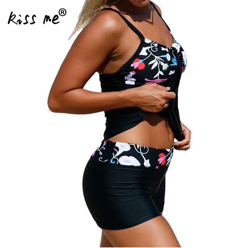 2 шт. бикини 2018 плюс Размеры купальники женский черный цветочный купальник Для