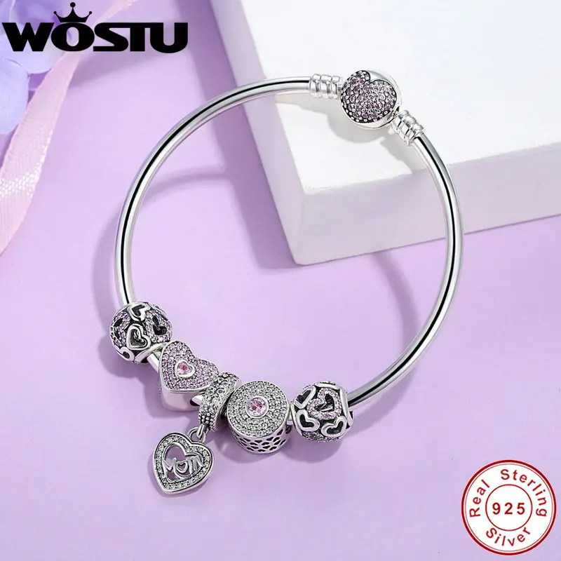 Горячая продажа 100% стерлингового серебра 925 браслеты и браслет с Mum Милая Шарм для