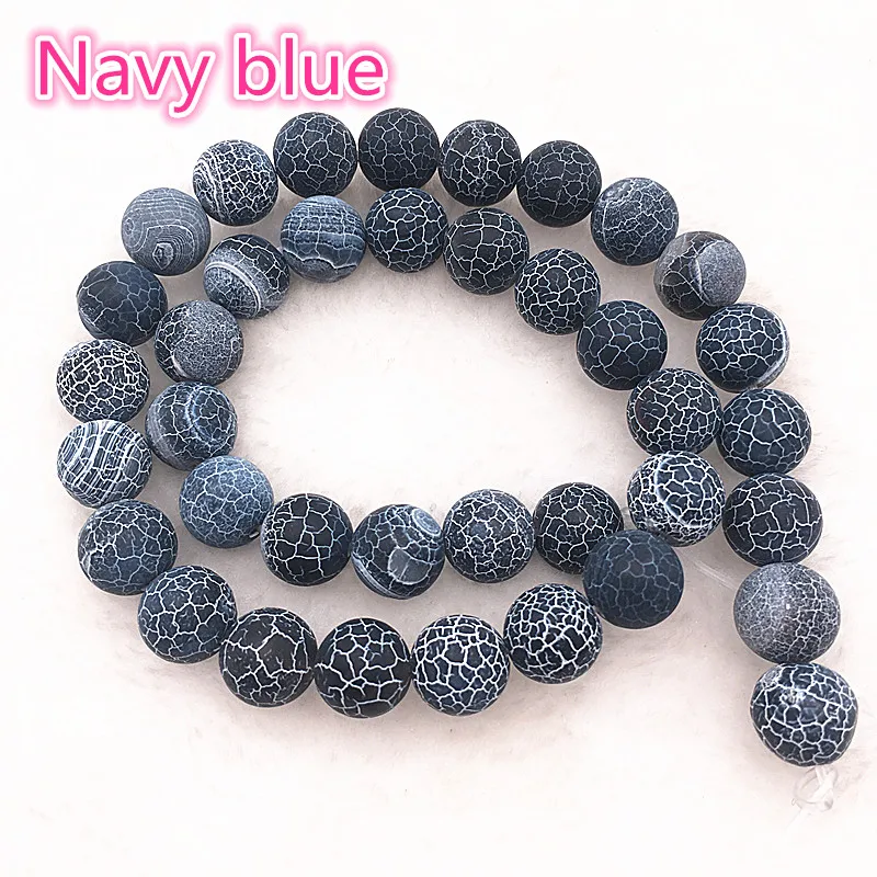 Wholesale 6/8/10mm Natural Stone Bead Dream Fire Dragon Veins Navy blue Onyx Agat Loose Beads For Making Bracelet DIY #05 | Украшения и