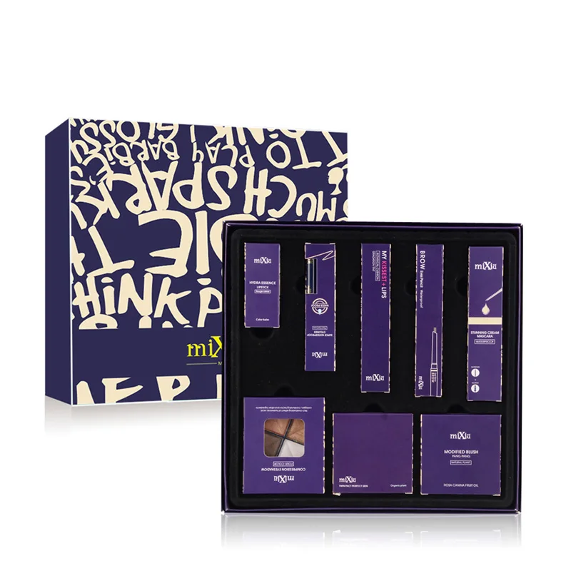 8 шт. макияж набор косметический помады Make Up Kit блеск для губ Тушь тени век и бровей