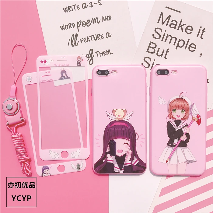 Чехол для iphone XS Max Cardcaptor Sakura + пленка экрана из закаленного стекла X XR 7 8plus 6 6S plus