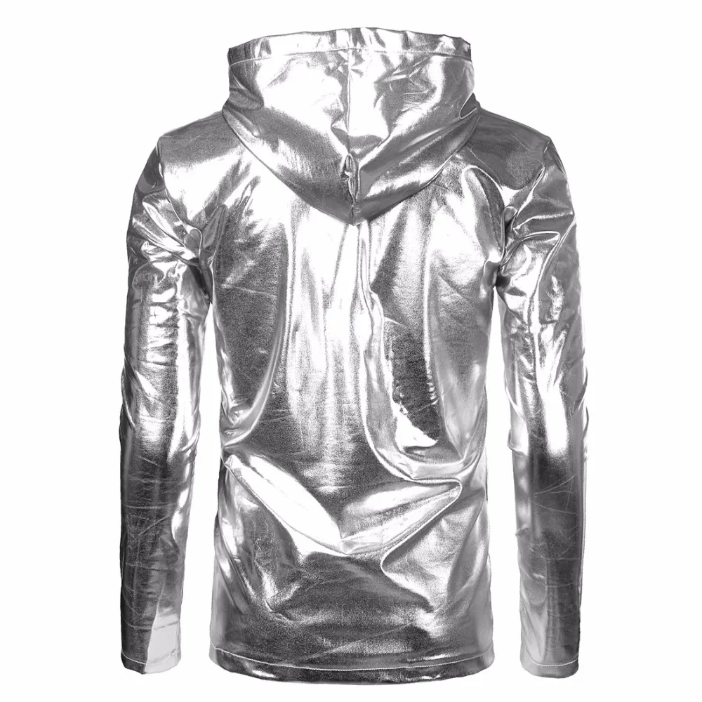 Мужские Hipster Щепка Metallic худи футболки 2019 модная обувь для ночного клуба на