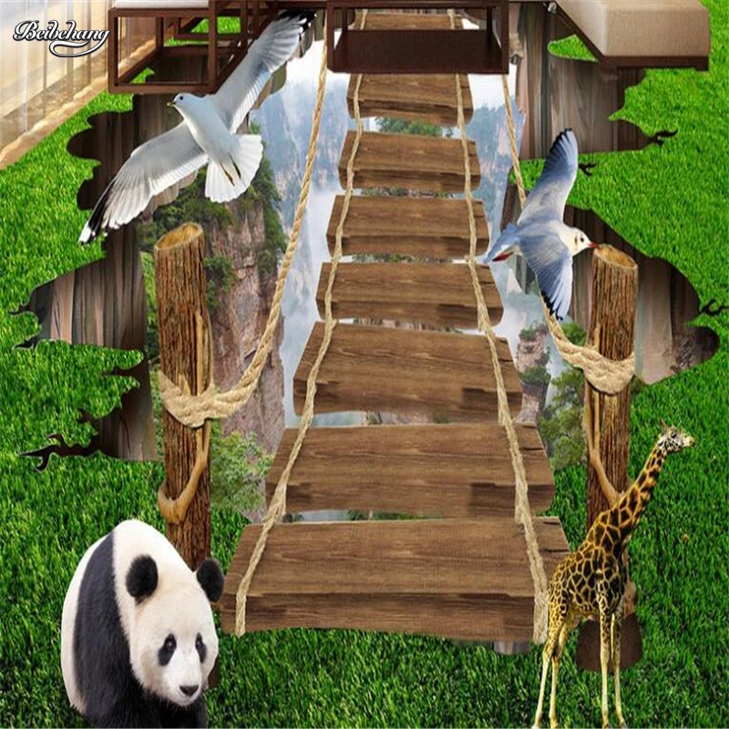 Большая 3d Роспись на заказ большой альпийский деревянный мост животное мир пол