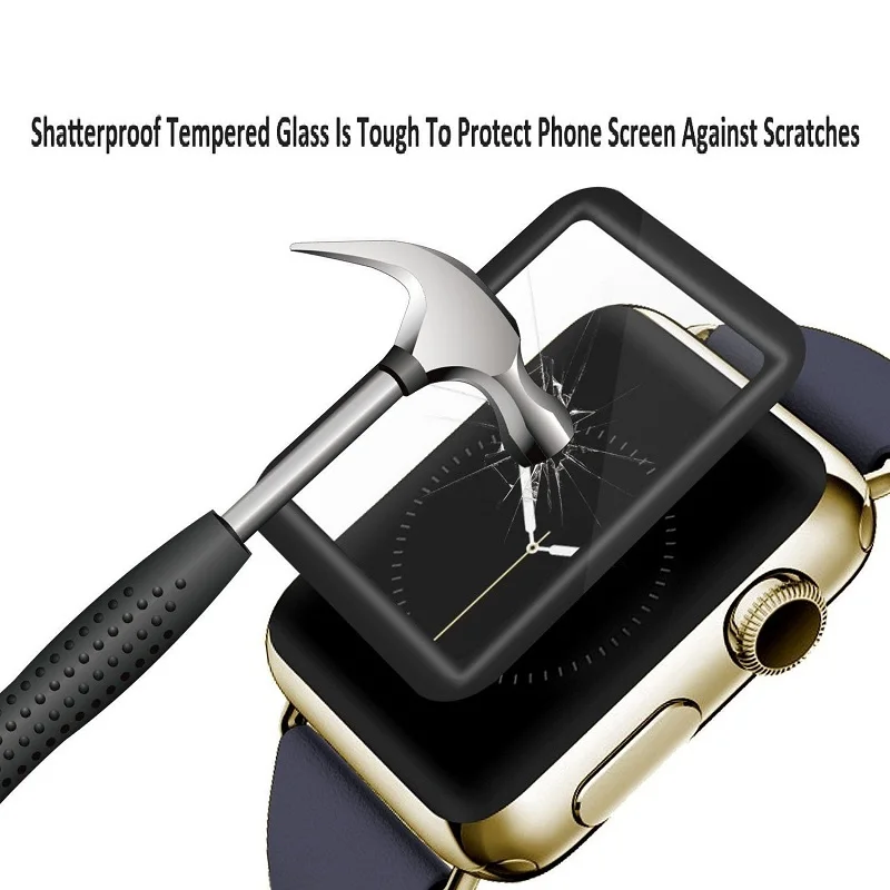 

10PCS 3D Curved Full Coverage Tempered Glass For Apple Watch Series 1/2/3 42mm Screen Protector iWatch Protective Film