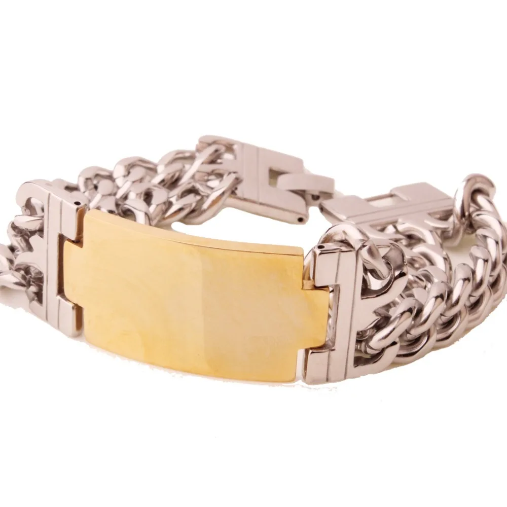 Браслет мужской из нержавеющей стали 316L Ювелирное Украшение под золото 23 мм с