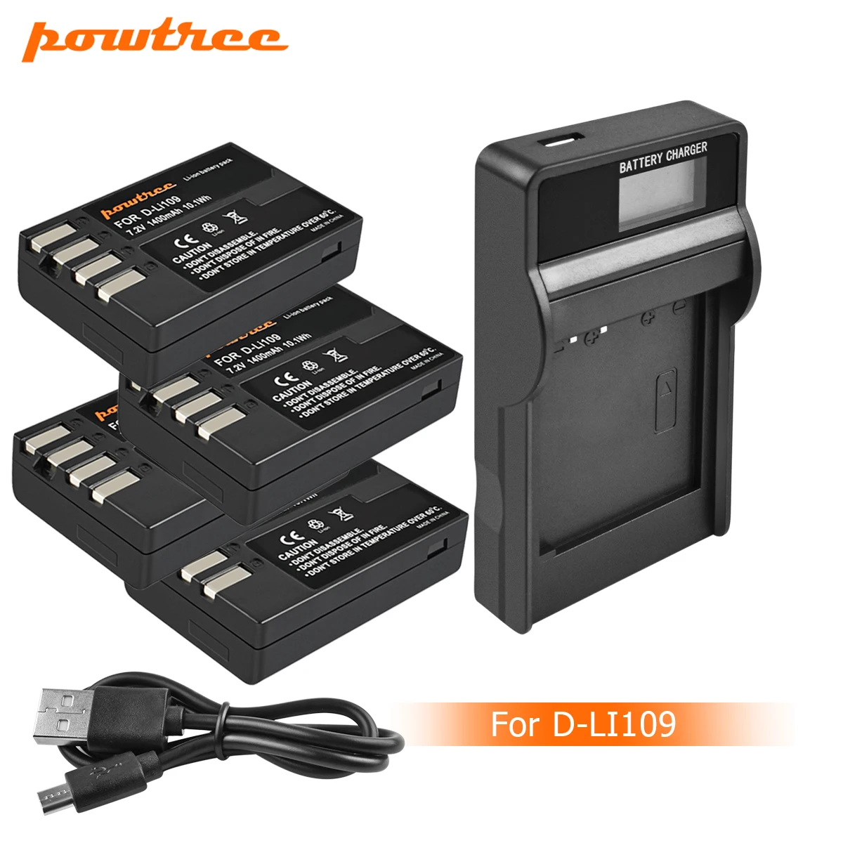 4 Pack Battery Powtree D Li109 DLi109 D-Li109 Батарея+ ЖК-дисплей Зарядное устройство для Pentax K-70 K70 K-50 K50 K-30 K30 K-S1 KS1 K-S2 KS2 Крос металличесые наклейки Kr L10 - Цвет: 4 Pack Battery