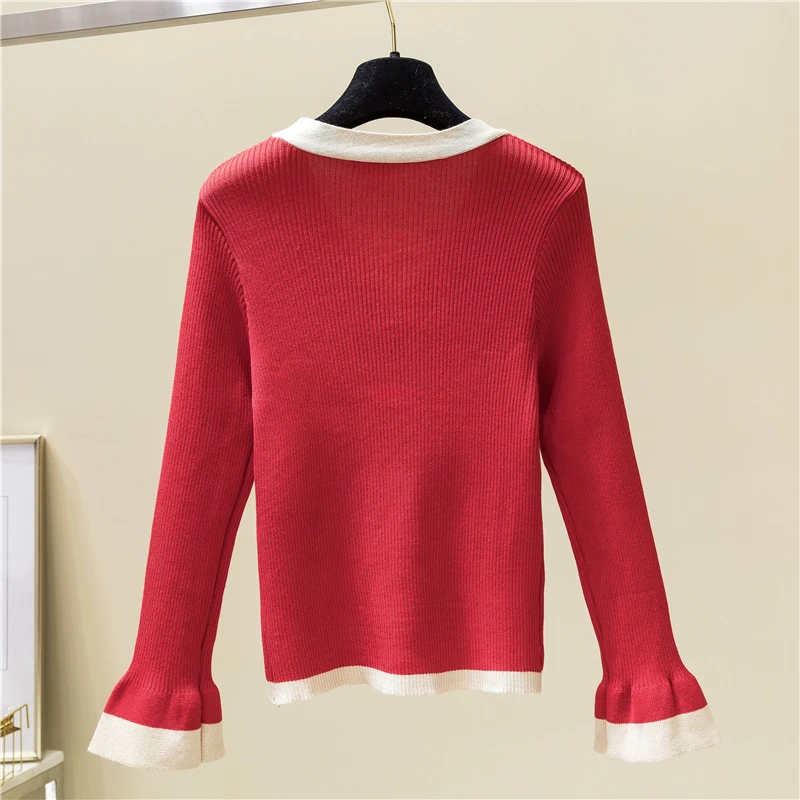 Женский вязаный кардиган повседневный однобортный джемпер с расклешенными