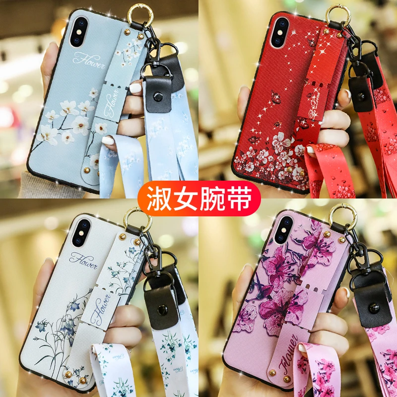 Модный чехол для телефона с разбитыми цветами iPhone Xs Max силиконовый мягкий браслет