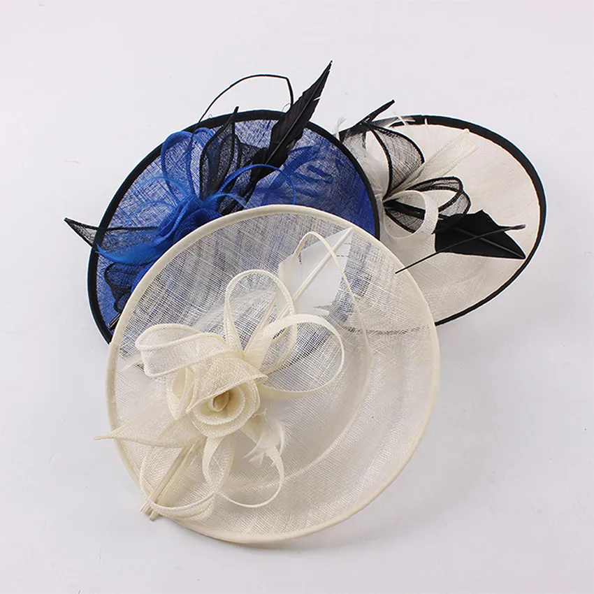 Женская вуалетка с перьями ShanFu свадебная шляпа Sinamay повязкой на голову для