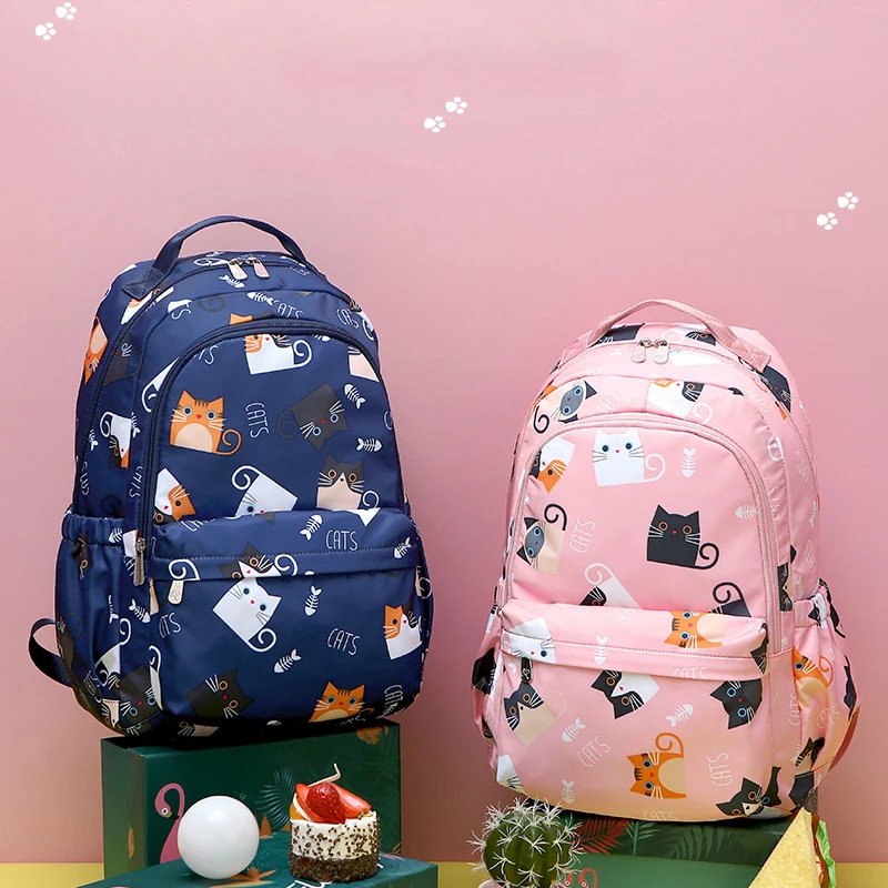 Водонепроницаемый Kawaii с принтом кота рюкзаки школьные для девочек 2021 Студенты