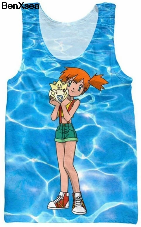Новый топ на бретелях с 3D принтом Покемон из фильма японские мужские и женские